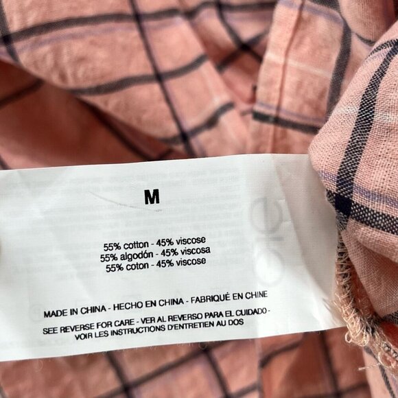 Gloria Vanderbilt Blouse Size M Seersucker Plaid Popover Short Sleeve Pink - Picture 8 of 11